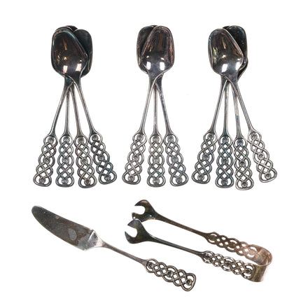 David Andersen 830 Silver Ringebu Demitasse/coffee spoons Sugar tongs butter - Estate Fresh Austin