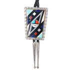 c1980's Emery Ohmsatte zuni sterling silver intarsia inlay bolo tie - Estate Fresh Austin