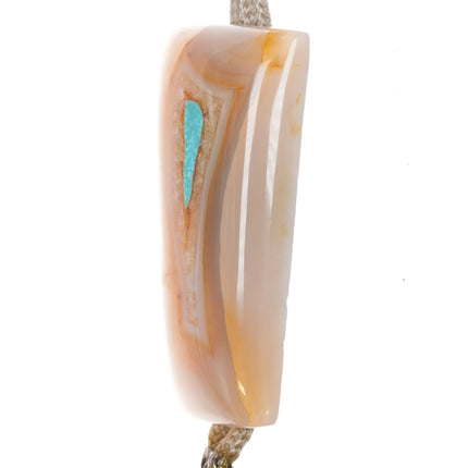 Vintage Turquoise inlaid agate southwestern stone bolo tie - Estate Fresh Austin
