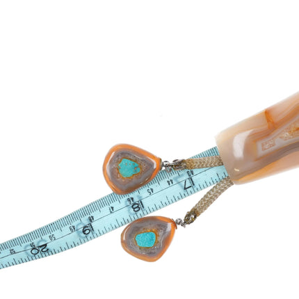 Vintage Turquoise inlaid agate southwestern stone bolo tie - Estate Fresh Austin