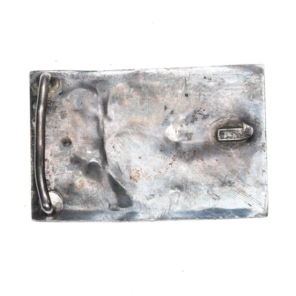 1960's Navajo sterling silver 4 stone turquoise belt buckle - Estate Fresh Austin