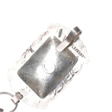 Jennie Blackgoat Navajo stamped sterling silver spiderweb turquoise concho belt - Estate Fresh Austin