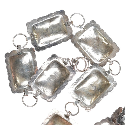 Jennie Blackgoat Navajo stamped sterling silver spiderweb turquoise concho belt - Estate Fresh Austin