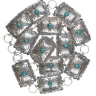 Jennie Blackgoat Navajo stamped sterling silver spiderweb turquoise concho belt - Estate Fresh Austin