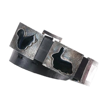 Hammered sterling silver onyx farm animals hatband - Estate Fresh Austin