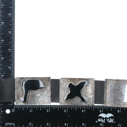 Hammered sterling silver onyx farm animals hatband - Estate Fresh Austin