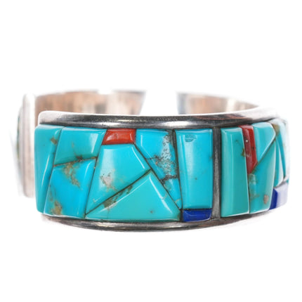 7.25" Rey M Southwestern Sterling silver Cobblestone turquoise cuff bracelet - Estate Fresh Austin