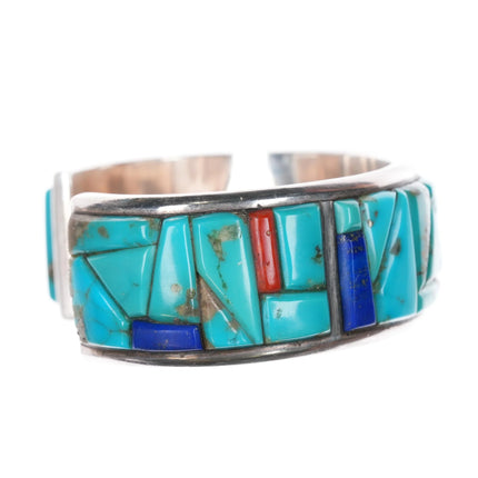 7.25" Rey M Southwestern Sterling silver Cobblestone turquoise cuff bracelet - Estate Fresh Austin