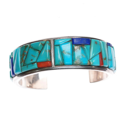 7.25" Rey M Southwestern Sterling silver Cobblestone turquoise cuff bracelet - Estate Fresh Austin