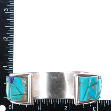 7.25" Rey M Southwestern Sterling silver Cobblestone turquoise cuff bracelet - Estate Fresh Austin