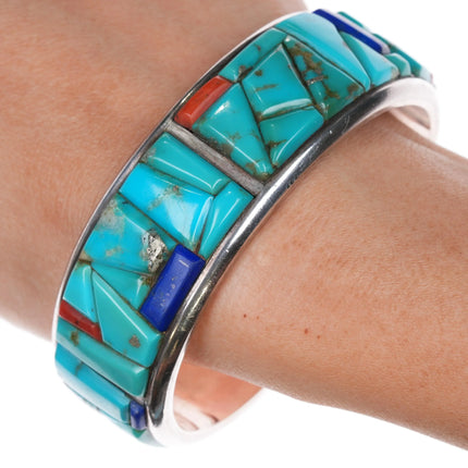 7.25" Rey M Southwestern Sterling silver Cobblestone turquoise cuff bracelet - Estate Fresh Austin