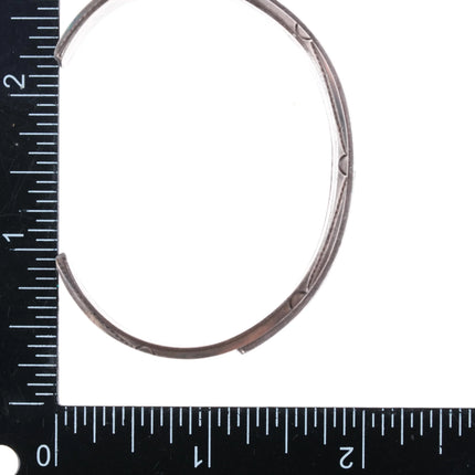 6.5" 40's-50's Navajo high grade turquoise inlay stamped sterling cuff bracelet - Estate Fresh Austin