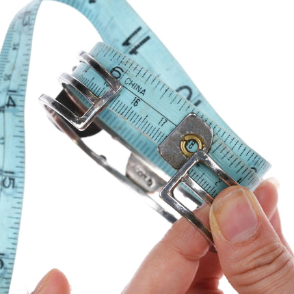 6.8" Vintage Navajo sterling silver cuff bracelet w/ horseshoe bezels turquoise - Estate Fresh Austin