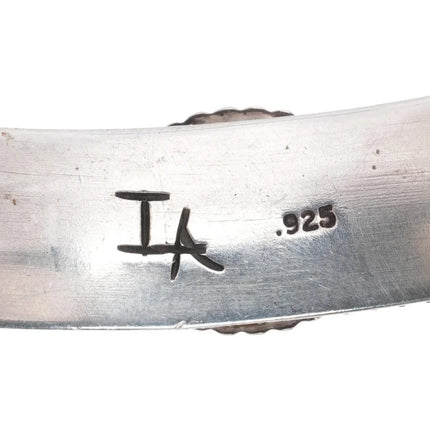 6.1" Southwestern sterling silver fancy cuff bracelet with nice turquoise - Estate Fresh Austin