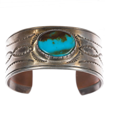 6.8" Navajo sterling silver high grade turquoise copper lined cuff bracelet - Estate Fresh Austin