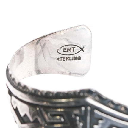 6.5" Everett & Mary Teller Navajo sterling silver cuff bracelet overlay style - Estate Fresh Austin