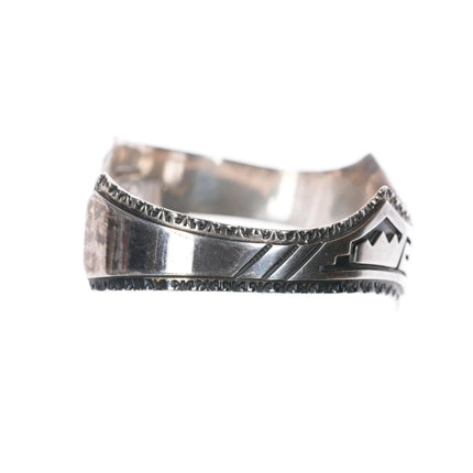 6.5" Everett & Mary Teller Navajo sterling silver cuff bracelet overlay style - Estate Fresh Austin