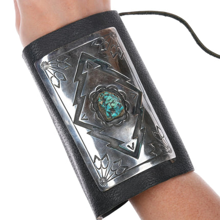 8" Heavy vintage Navajo sterling silver Ketoh bowguard bracelet - Estate Fresh Austin