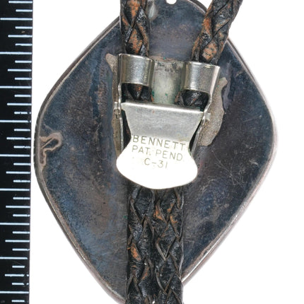 c-1960 c-31 Navajo sterling silver turquoise 4 stone bolo tie - Estate Fresh Austin