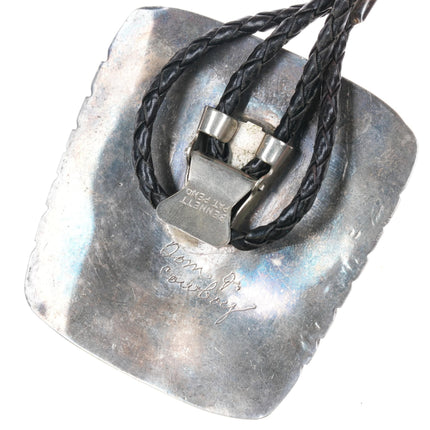 c1970 Large Tom Cowboy Zuni sterling cardinal redbird inlay bolo tie - Estate Fresh Austin