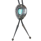 c1970 Thomas Nez Navajo sterling silver shadowbox bolo tie w/ Turquoise - Estate Fresh Austin