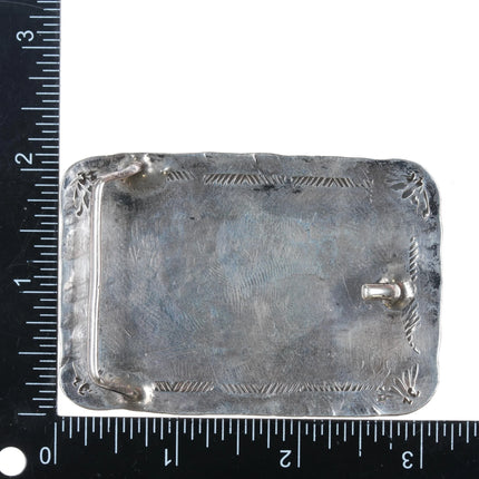 Vintage Navajo sterling silver 2 stone turquoise belt buckle - Estate Fresh Austin