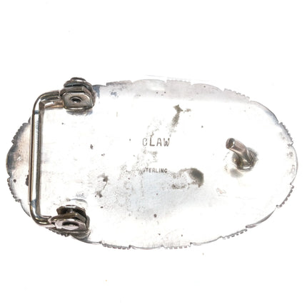 Pauline Claw Navajo Kings Manassa Turquoise Sterling silver belt buckle - Estate Fresh Austin