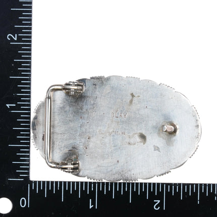 Pauline Claw Navajo Kings Manassa Turquoise Sterling silver belt buckle - Estate Fresh Austin