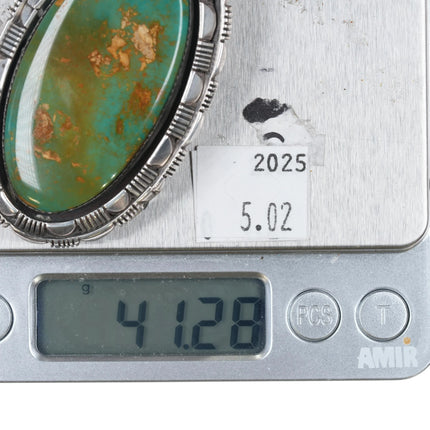 Pauline Claw Navajo Kings Manassa Turquoise Sterling silver belt buckle - Estate Fresh Austin