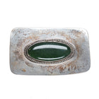 1970's Vintage Sterling silver Spinach Green Nephrite Jade belt buckle - Estate Fresh Austin
