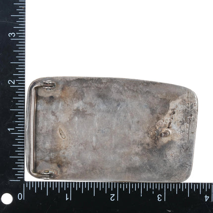 1970's Vintage Sterling silver Spinach Green Nephrite Jade belt buckle - Estate Fresh Austin