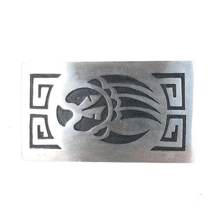 1980's Southwestern sterling silver bear paw belt buckle overlay style - Estate Fresh Austin