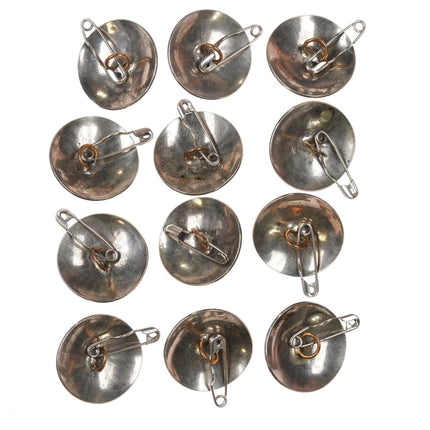 12 Vintage Navajo Southwestern sterling silver button cover set w/turquoise - Estate Fresh Austin