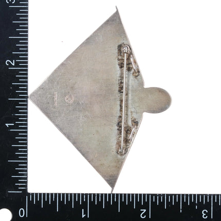 Fabulous Art Deco Enamel/Opal inlay sterling silver pendant/pin - Estate Fresh Austin