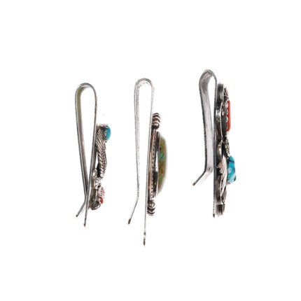 3 70's-80's Navajo sterling silver, turquoise, coral money clips - Estate Fresh Austin