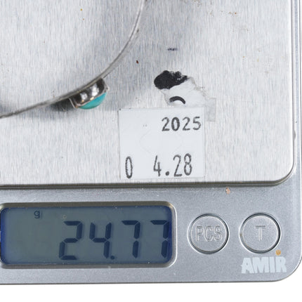 6" Vintage Native American sterling silver hand stamped turquoise cuff bracelet - Estate Fresh Austin