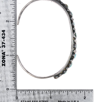 6" 1920's Navajo Ingot Silver multi-color turquoise row cuff bracelet sterling - Estate Fresh Austin