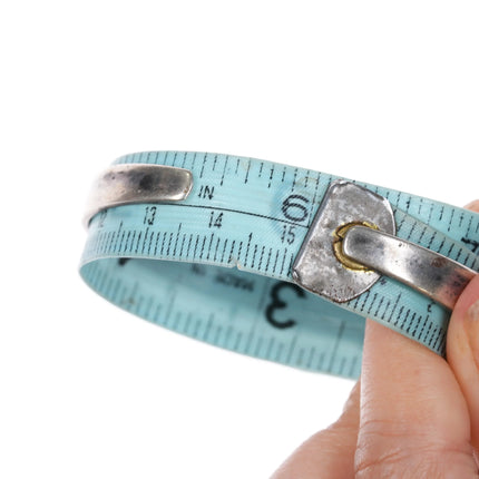 6" 1920's Navajo Ingot Silver multi-color turquoise row cuff bracelet sterling - Estate Fresh Austin