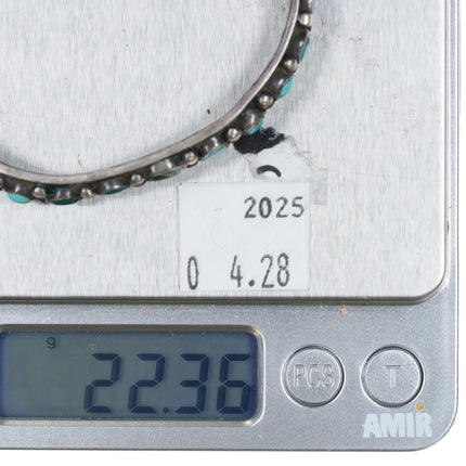 6" 1920's Navajo Ingot Silver multi-color turquoise row cuff bracelet sterling - Estate Fresh Austin