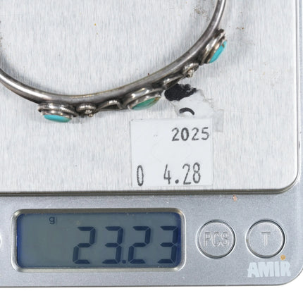 6.375" 20's-30's Navajo Ingot Silver 3 stone cuff bracelet w/nice twisted wire - Estate Fresh Austin