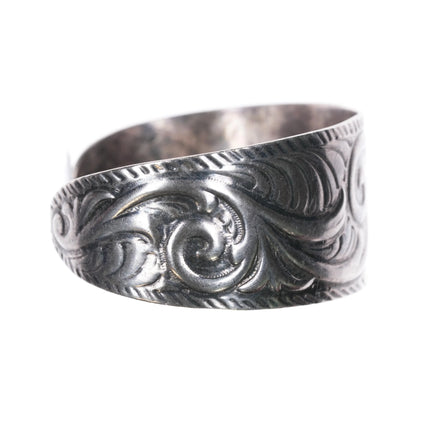7" Southwestern style sterling silver scroll design cuff bracelet Thailand - Estate Fresh Austin