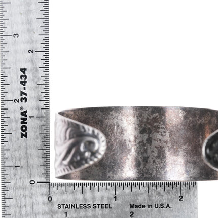 7" Southwestern style sterling silver scroll design cuff bracelet Thailand - Estate Fresh Austin