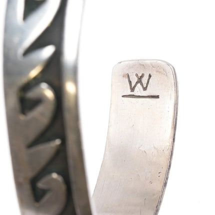 6.1" Vintage Native American sterling silver cuff bracelet w/overlay design - Estate Fresh Austin