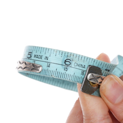 6.35" c1940's Navajo Hand stamped sterling silver cuff bracelet w/ nice pattern - Estate Fresh Austin