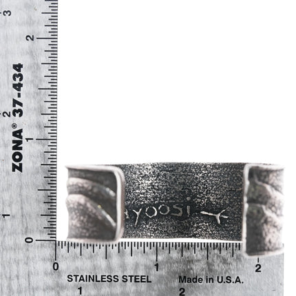 5.5" Lomayoosi Hopi Jonah Hill Tufa Cast sterling cuff bracelet silver - Estate Fresh Austin