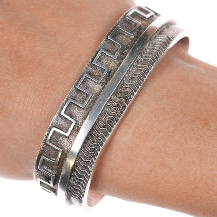 6.5" Kee Nez Navajo tufa cast sterling silver cuff bracelet - Estate Fresh Austin