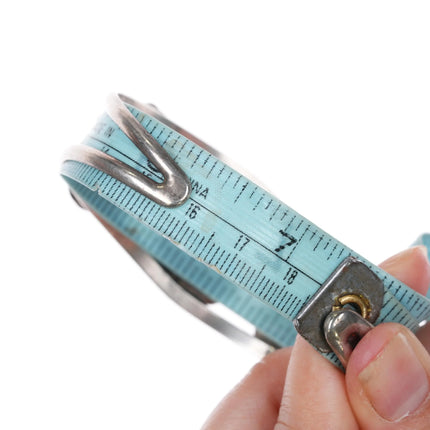 7.25" Vintage Navajo sterling silver twisted wire bezel turquoise cuff bracelet - Estate Fresh Austin