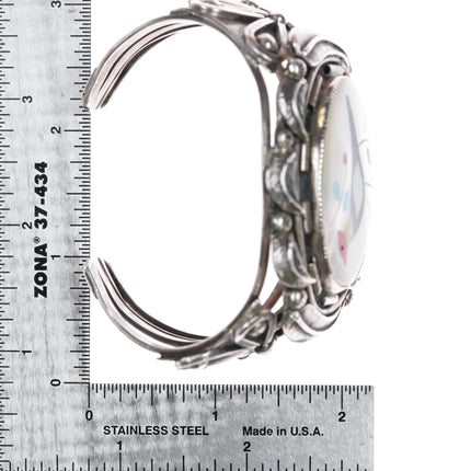 6.75" vintage Zuni heavy sterling silver MOP Inlay bird cuff bracelet - Estate Fresh Austin