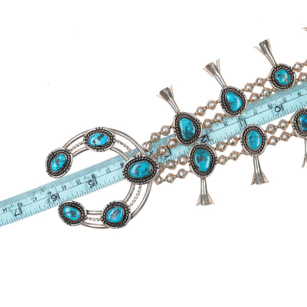 60's-70's Navajo sterling silver turquoise squash blossom necklace - Estate Fresh Austin