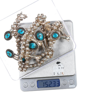 60's-70's Navajo sterling silver turquoise squash blossom necklace - Estate Fresh Austin